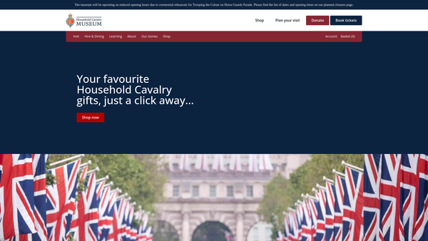 Screenshot of the The Household Cavalry Museum Trust Limited website