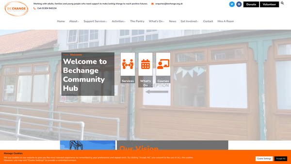Screenshot of the Bechange website