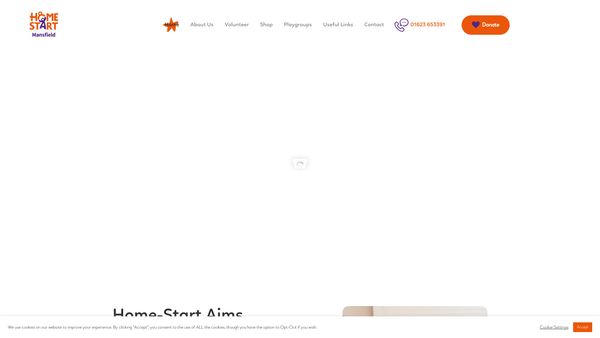 Screenshot of the Home-Start Mansfield website
