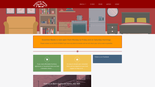 Screenshot of the Essential Needs website