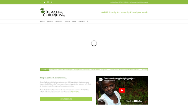 Screenshot of the Reach The Children website