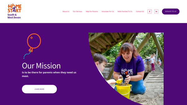 Screenshot of the Home-Start South And West Devon Ltd website
