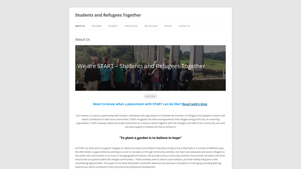 Screenshot of the Students And Refugees Together (Start) website
