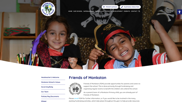 Screenshot of the Friends Of Monkston Primary School website