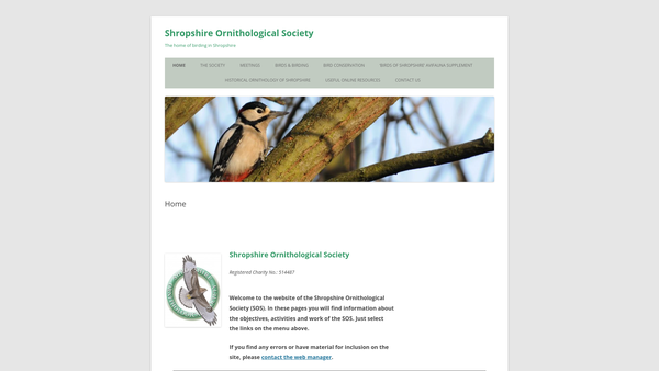 Screenshot of the Shropshire Ornithological Society 2005 website