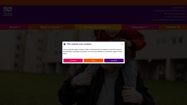 Screenshot of the Home-Start Winchester And Districts website