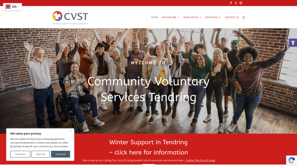 Screenshot of the Tendring Community Voluntary Services website
