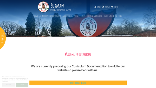 Screenshot of the Burman PTA website