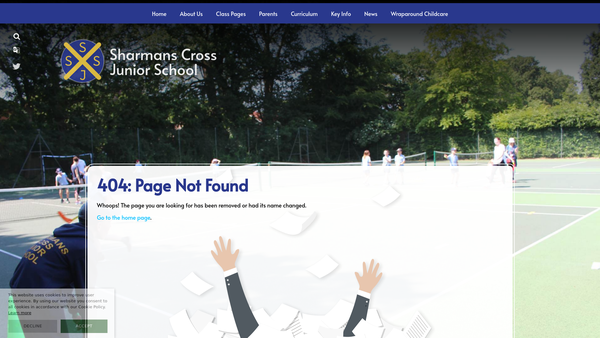 Screenshot of the Sharmans Cross Junior School Parent Teacher Association website