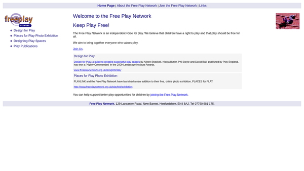 Screenshot of the Free Play Network website