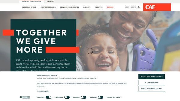 Screenshot of the Charities Aid Foundation UK Equitrack Fund website