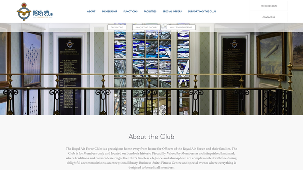 Screenshot of the The Royal Air Force Club website