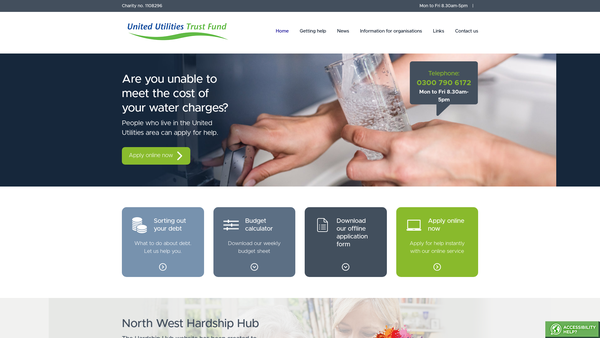 Screenshot of the United Utilities Trust Fund website