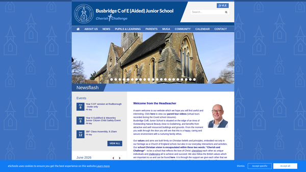Screenshot of the Busbridge Junior School PTA website