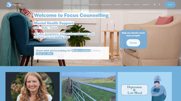 Screenshot of the Focus Counselling (UK) Ltd website