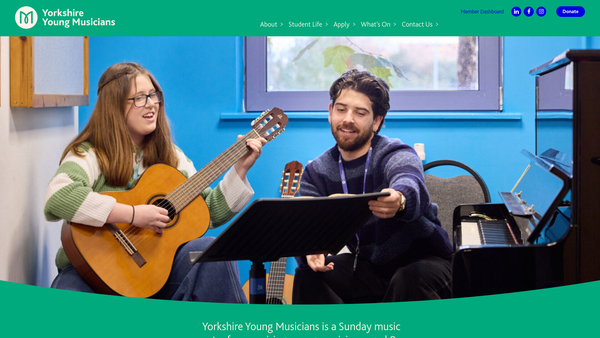 Screenshot of the Yorkshire Young Musicians website