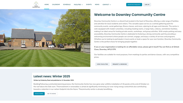 Screenshot of the The Downley Old School Community Association website