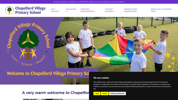 Screenshot of the Chapelford Parent Teacher Association website