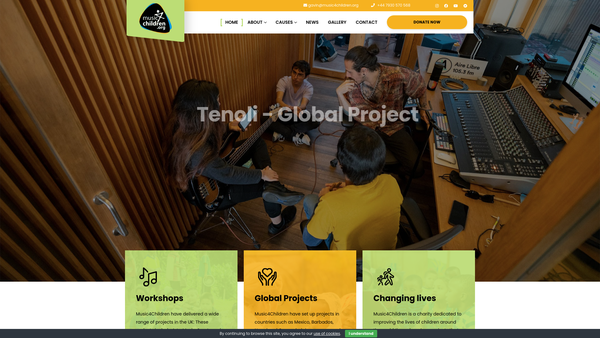 Screenshot of the Music4children website