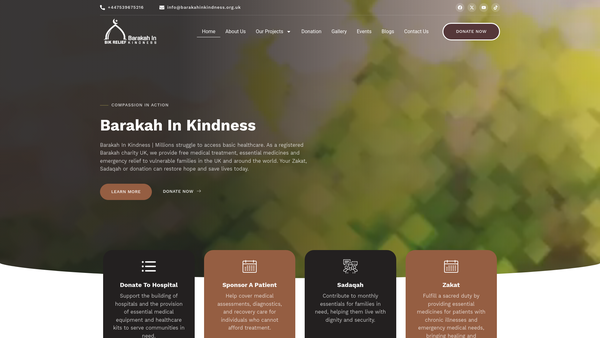 Screenshot of the Barakah in kindness website