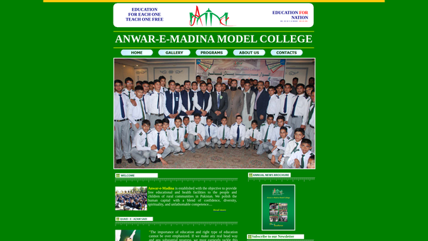 Screenshot of the Anwar-E-Madina Academy website