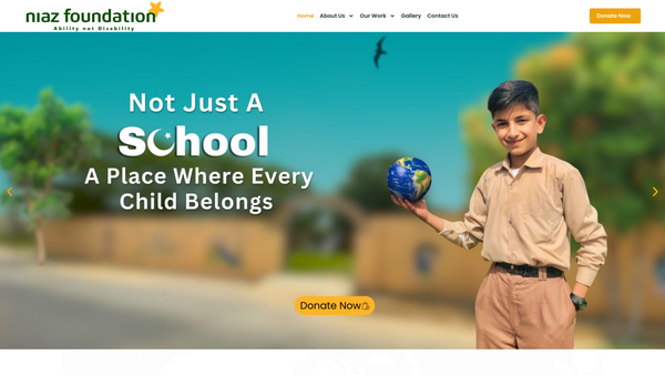 Screenshot of the Niaz Foundation website
