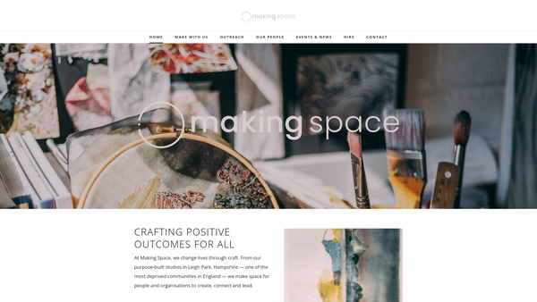 Screenshot of the Making Space For Crafts Ltd website