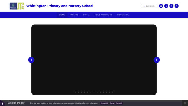 Screenshot of the Whittington Community Primary School PTA website