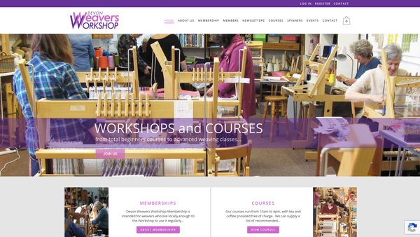 Screenshot of the Devon Weavers Workshop website