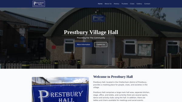 Screenshot of the Prestbury Hall Users Group website