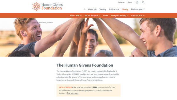 Screenshot of the The Human Givens Foundation Limited website