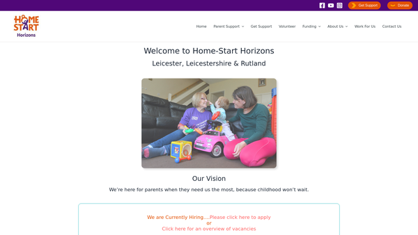 Screenshot of the Home-Start Horizons website