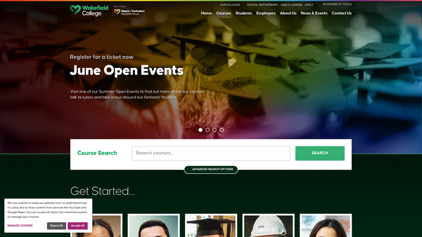 Screenshot of the Wakefield College Trust Fund website