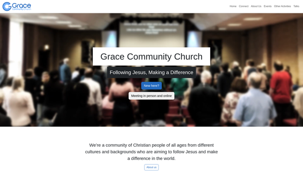Screenshot of the Grace Community Church (Stevenage) website