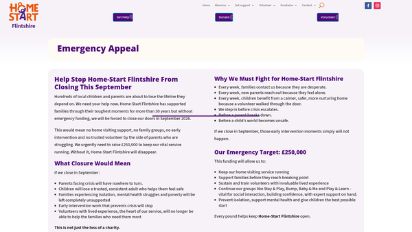 Screenshot of the Home-Start Flintshire website