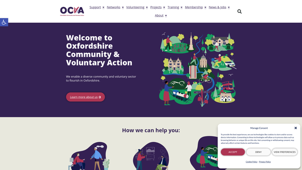 Screenshot of the Oxfordshire Community And Voluntary Action website