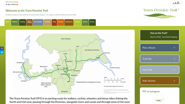 Screenshot of the Friends Of The Trans Pennine Trail Limited website