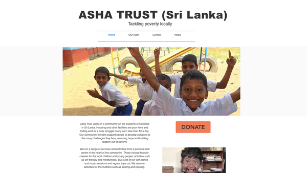 Screenshot of the Asha Trust (Sri Lanka) website