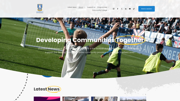 Screenshot of the Sheffield Wednesday Football Club Community Programme website