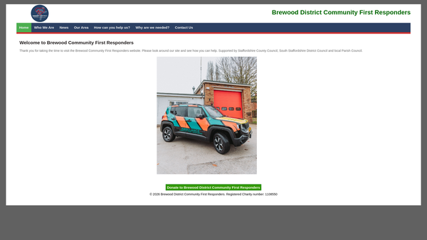Screenshot of the Brewood And District Community First Responder Group website