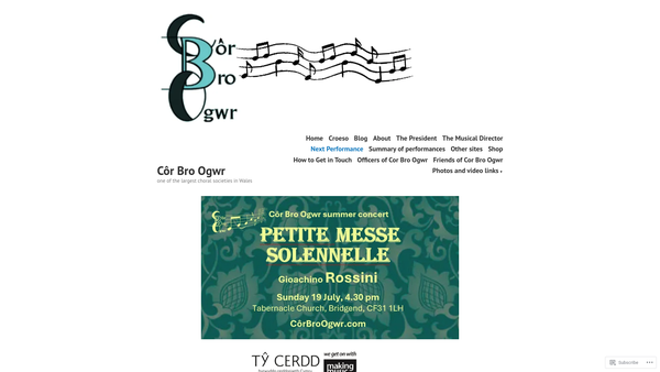 Screenshot of the Cor Bro Ogwr website
