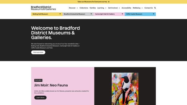 Screenshot of the Friends Of Bradford Art Galleries And Museums website