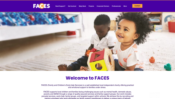Screenshot of the Faces Bedford website