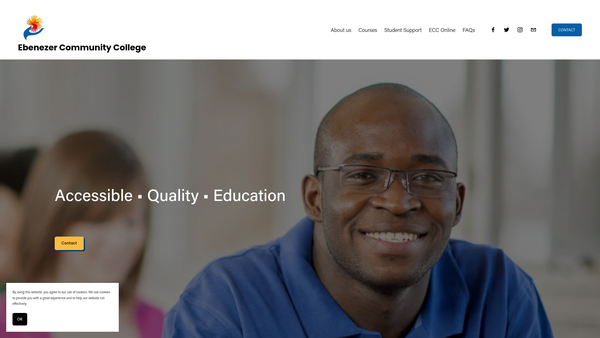 Screenshot of the Ebenezer Community College website