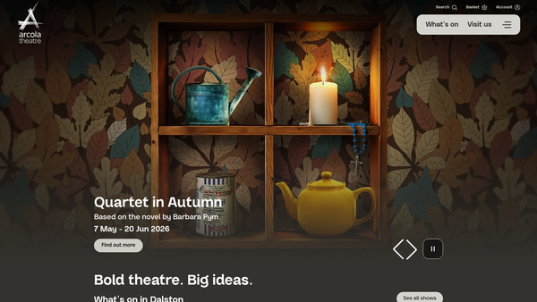 Screenshot of the Arcola Theatre Production Company website
