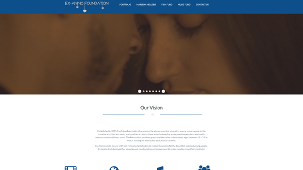 Screenshot of the Ex-Animo Foundation website