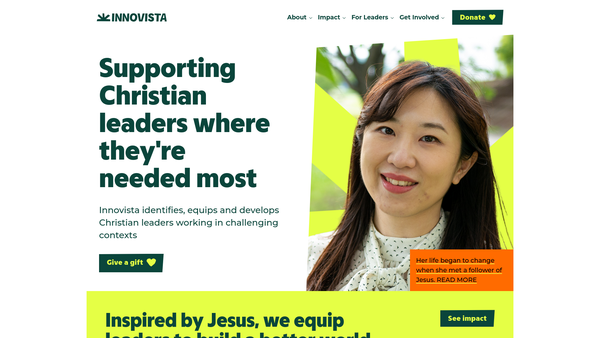 Screenshot of the Innovista International website