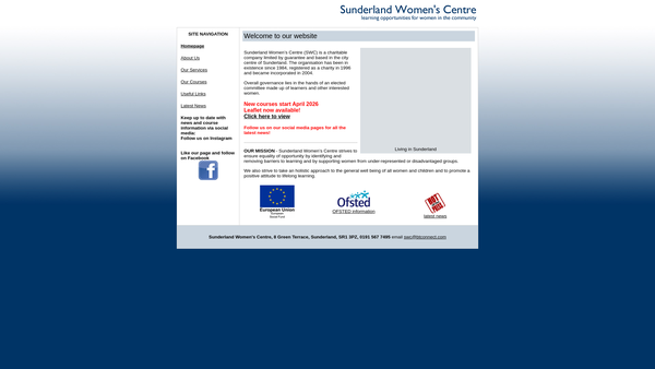 Screenshot of the Sunderland Women's Centre website
