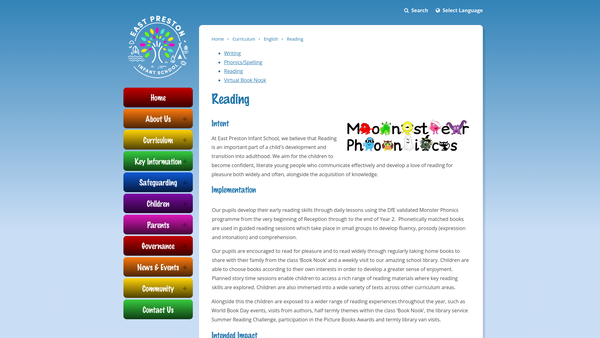 Screenshot of the Friends Of East Preston Infant School website