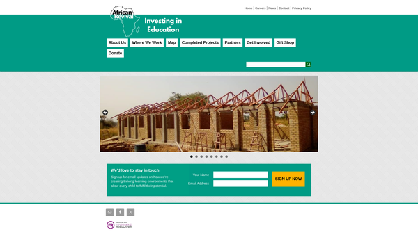 Screenshot of the African Revival website